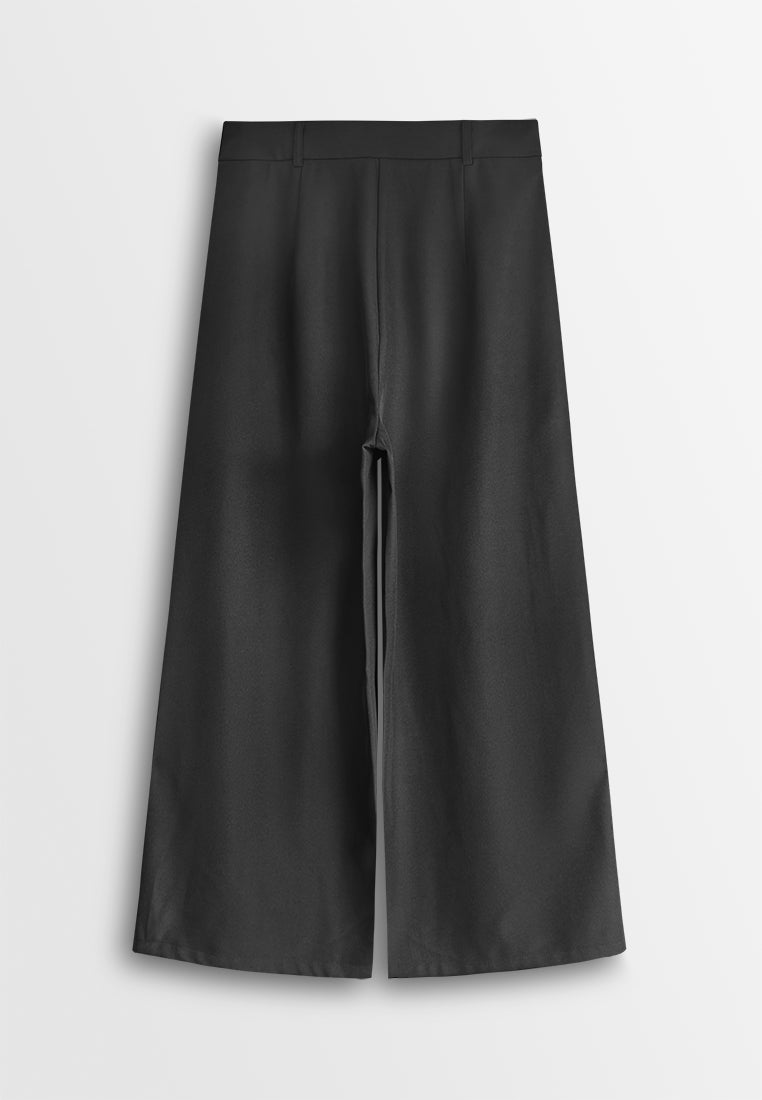 Women Wide Leg Long Pants - Black - 610414