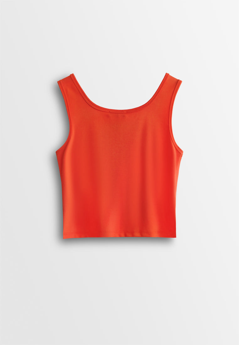 Women Sleeveless Integrated Bra Top - Orange - 610376