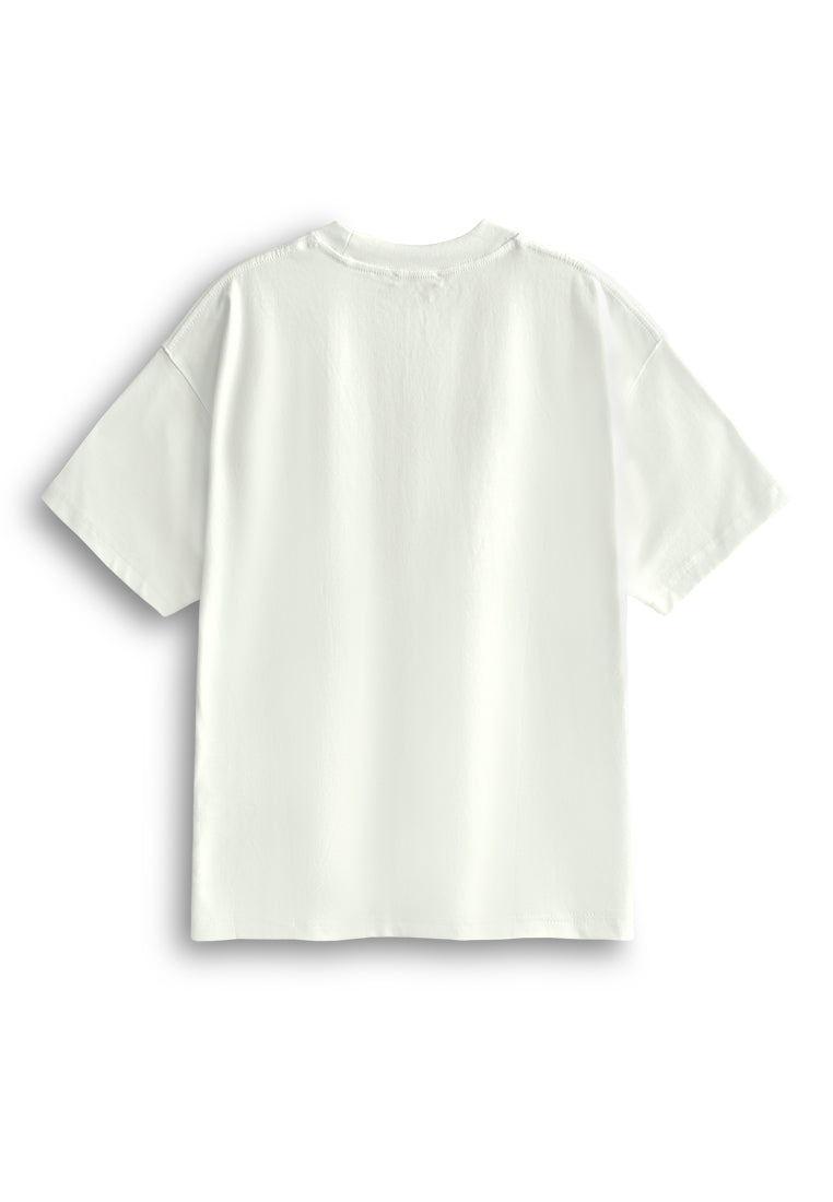 Men Oversized T-Shirt Short Sleeve - White - 610347