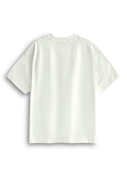 Men Oversized T-Shirt Short Sleeve - White - 610347