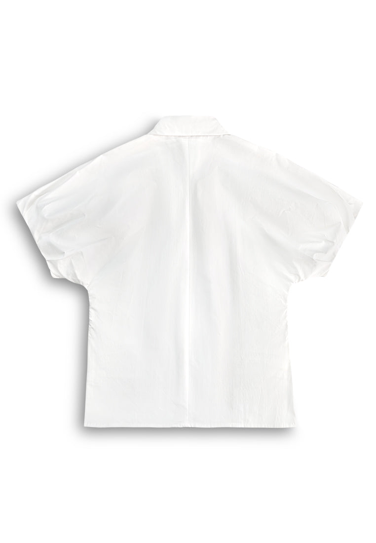 Women Short Sleeve Blouse - White - 610446