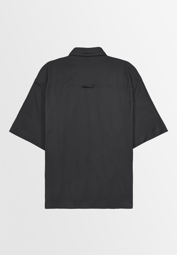 Men Oversized Short-Sleeve Shirt - Black - 310035