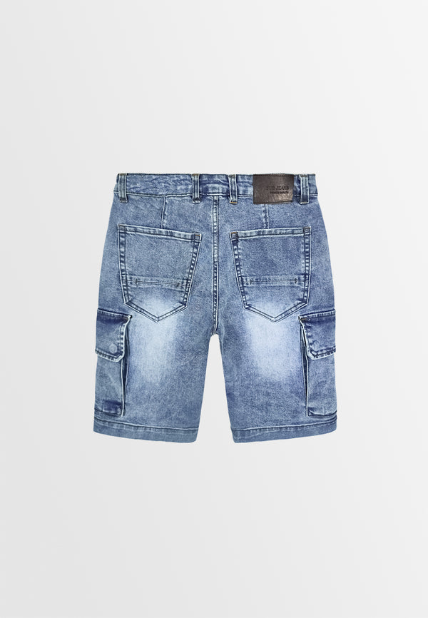 Men Short Cargo Jeans - Light Blue - 410065