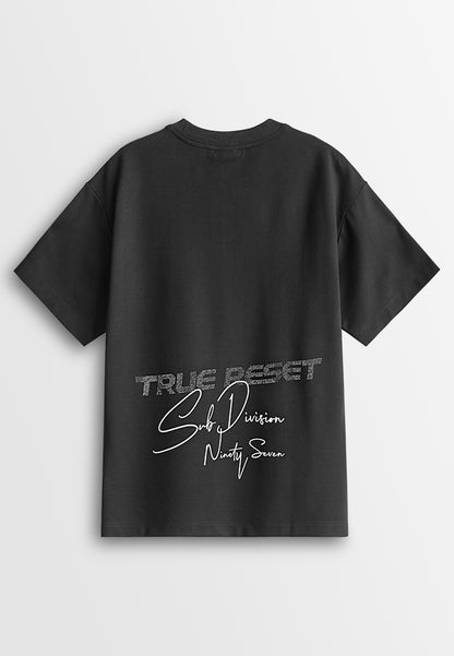 Men Oversized T-Shirt Short Sleeve - Black - 610355