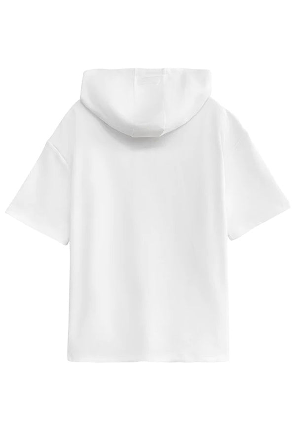 Men Short-Sleeve Sweatshirt Hoodie - White - H2M638