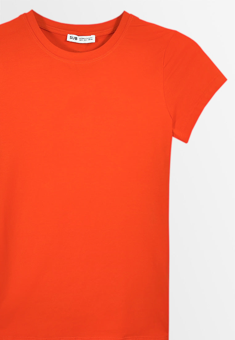 Women Short-Sleeve Basic Tee - Orange - M3W692