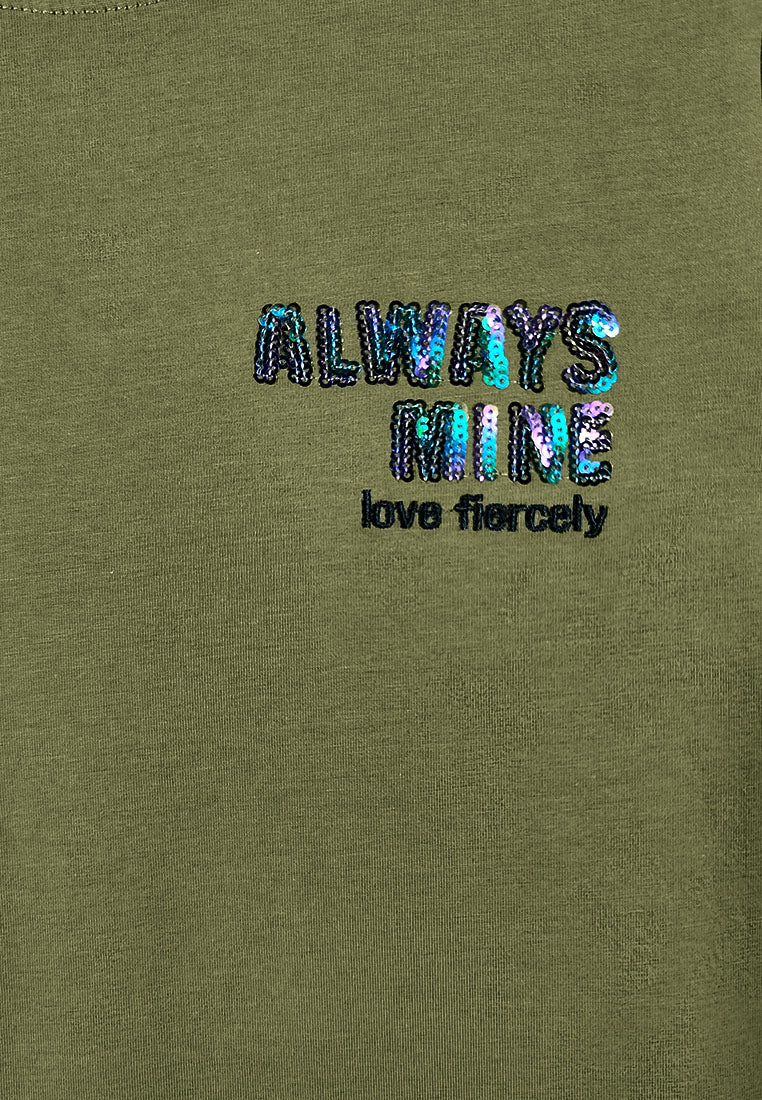 Women Short-Sleeve Graphic Tee - Army Green - M3W696