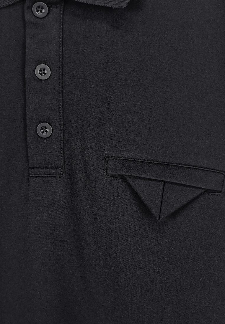 Men Short-Sleeve Oversized Polo Tee - Black - 310223