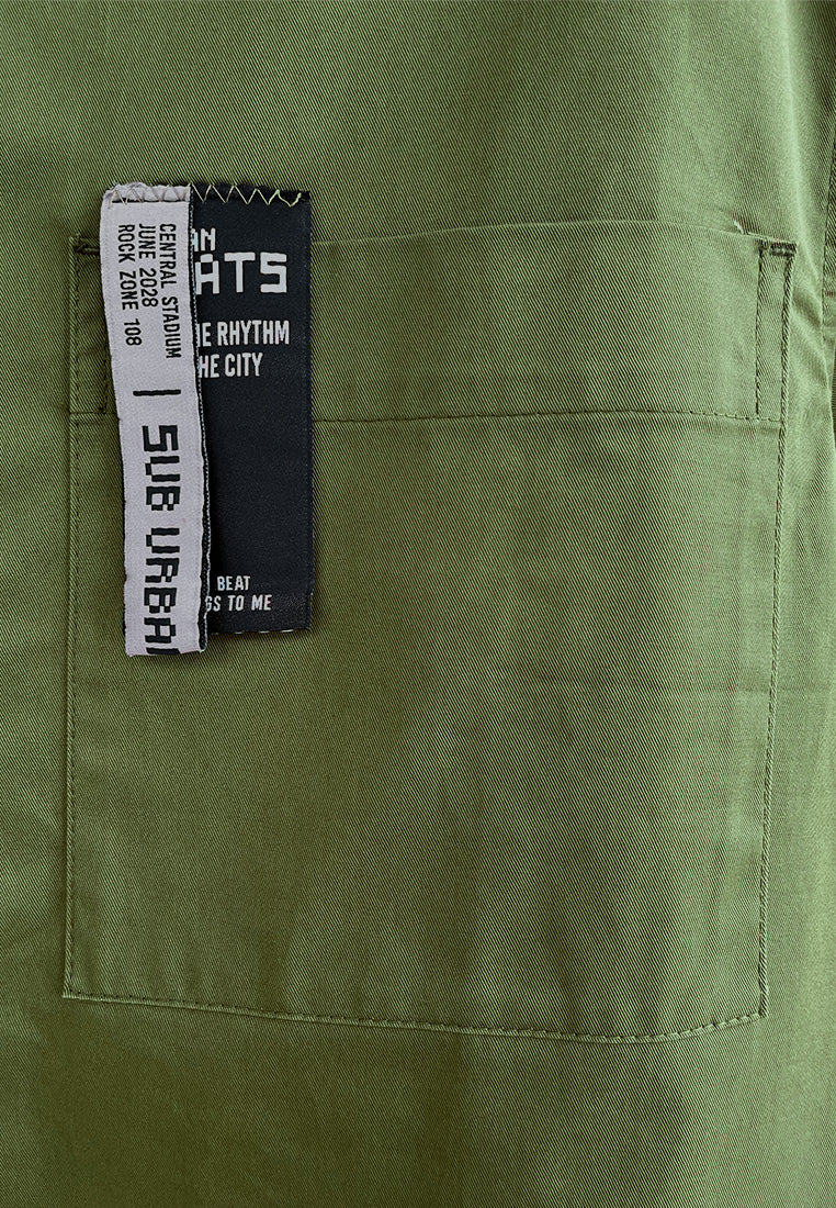 Men Oversized Short-Sleeve Shirt - Army Green - 510252