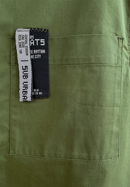 Men Oversized Short-Sleeve Shirt - Army Green - 510252