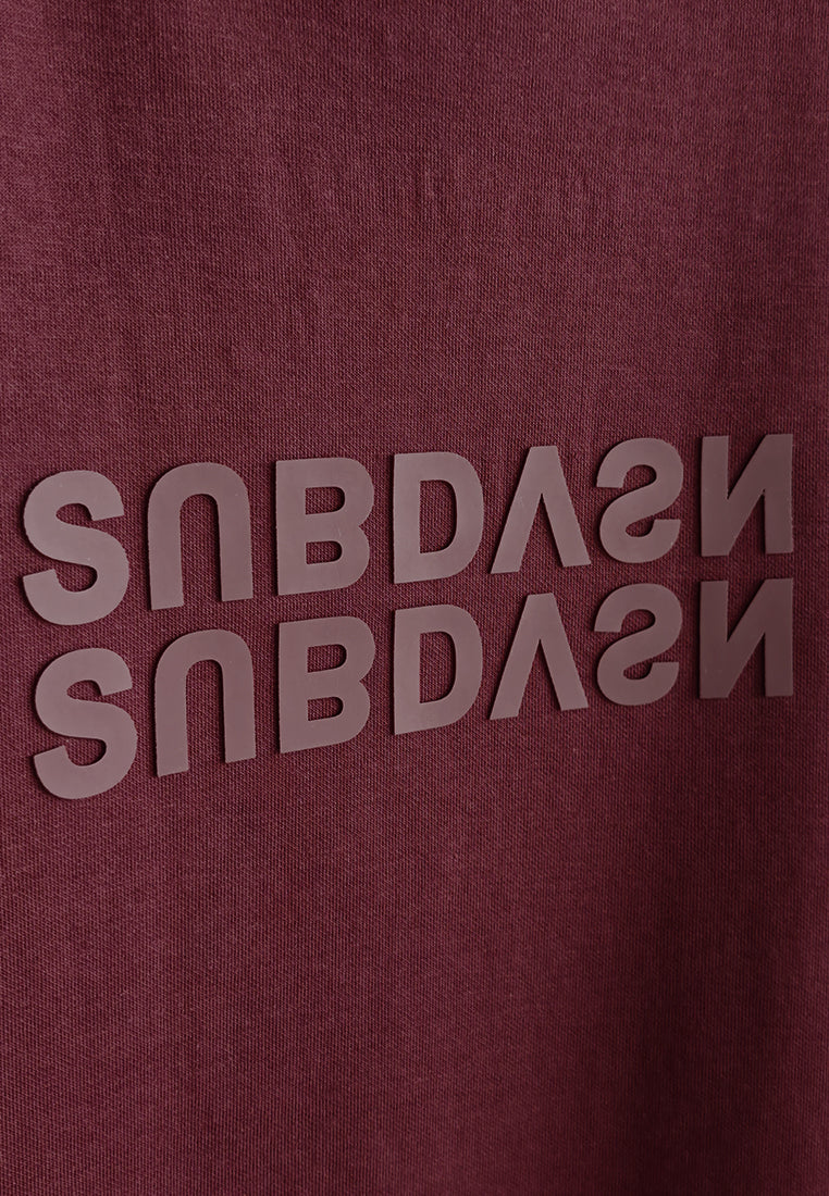 Men Oversized T-Shirt Short Sleeve - Maroon - 510363