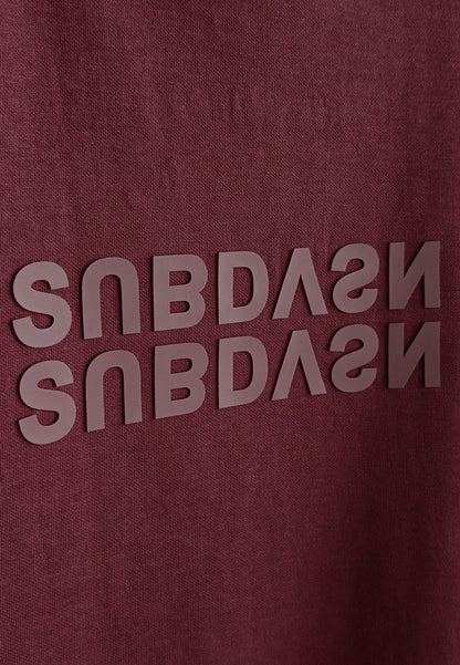 Men Oversized T-Shirt Short Sleeve - Maroon - 510363