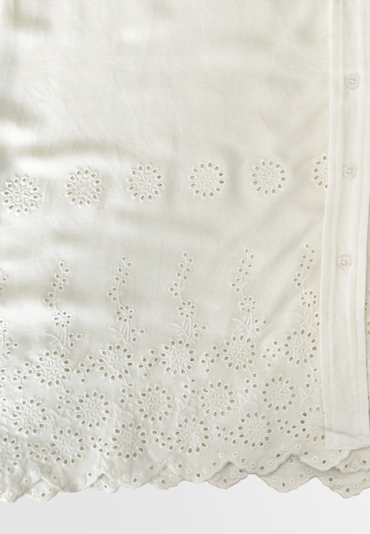 [Online Exclusive] Women Long-Sleeve Shirt Dress - White - 510211