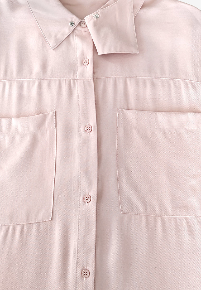 [VALUE BUY] Women Midi Shirt Dress - Light Pink - 510036