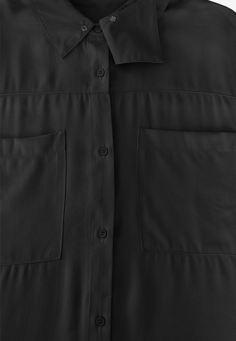 Women Midi Shirt Dress - Black - 510037