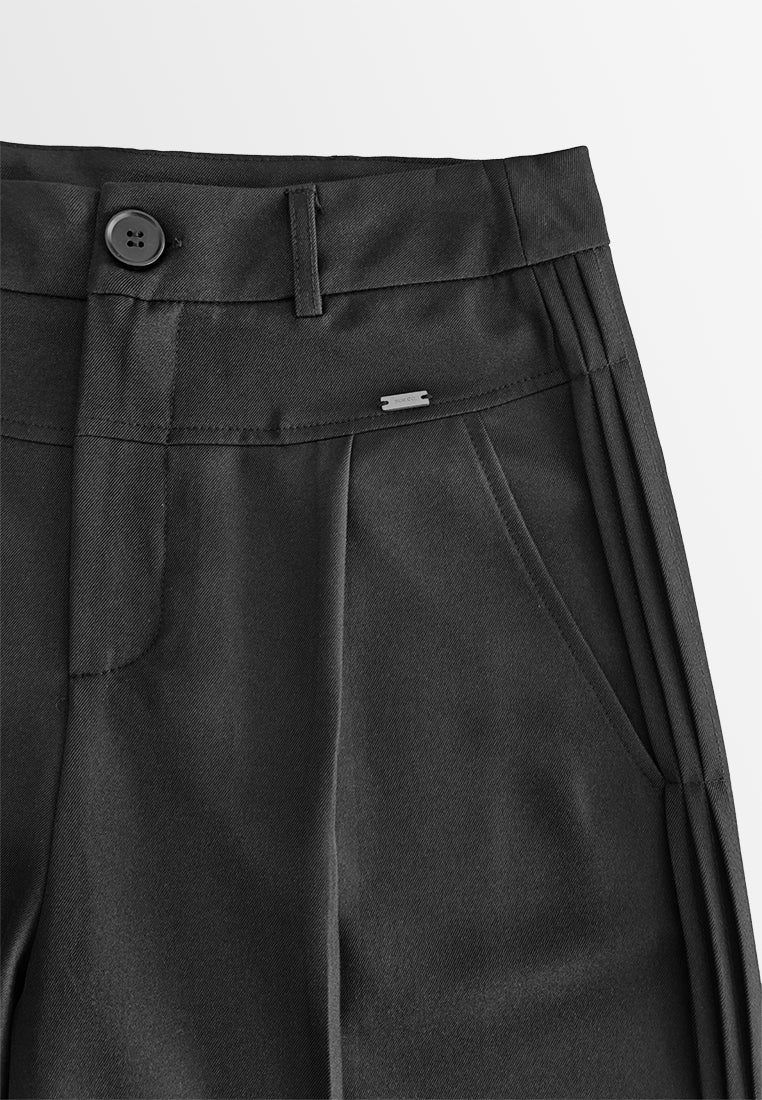 Women Wide Leg Long Pants - Black - 610414