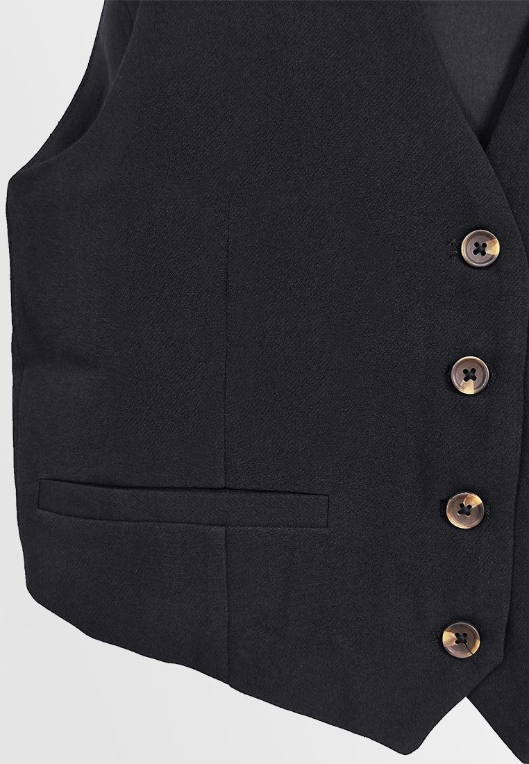 Women Plain Waistcoat - Black - M3W964