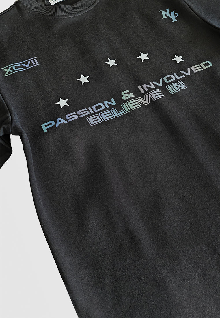 Men Oversized T-Shirt Short Sleeve - Black - 510163