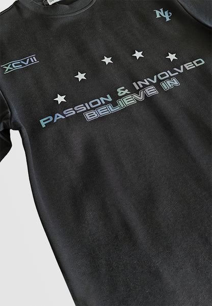 Men Oversized T-Shirt Short Sleeve - Black - 510163