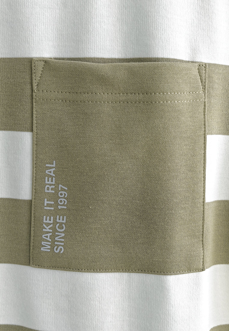 Men Oversized T-Shirt Short Sleeve - Khaki - 510045