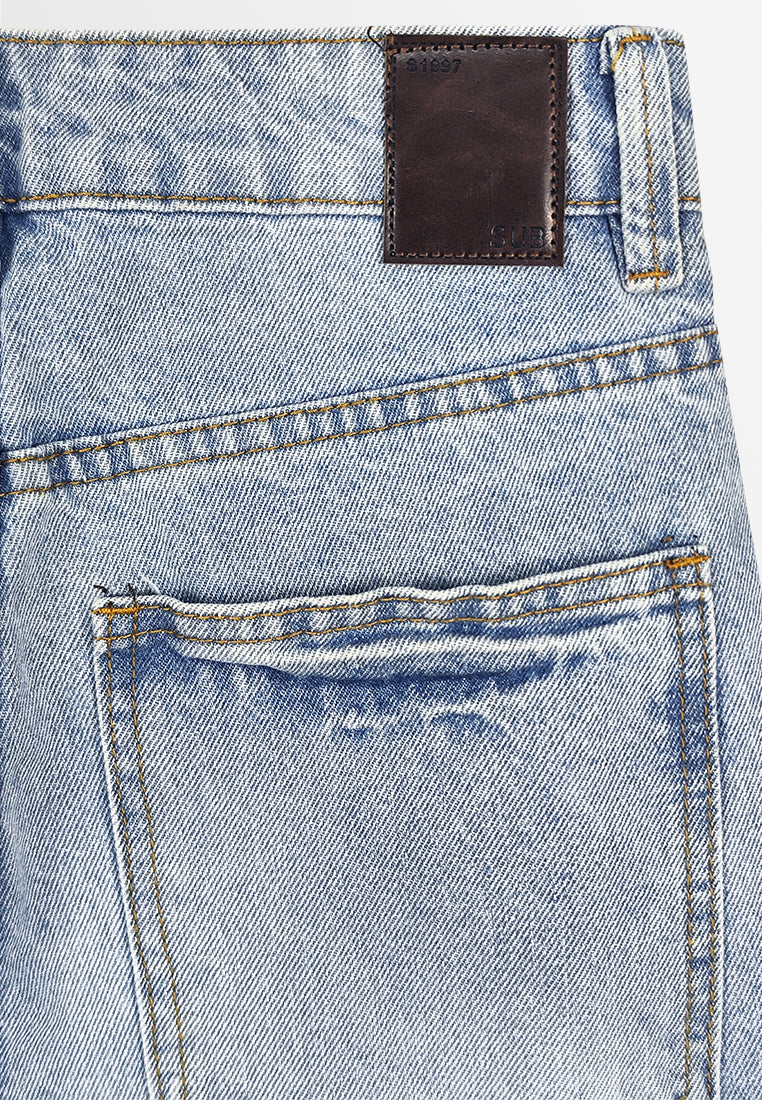 Women Straight Cut Long Jeans - Light Blue - 310238