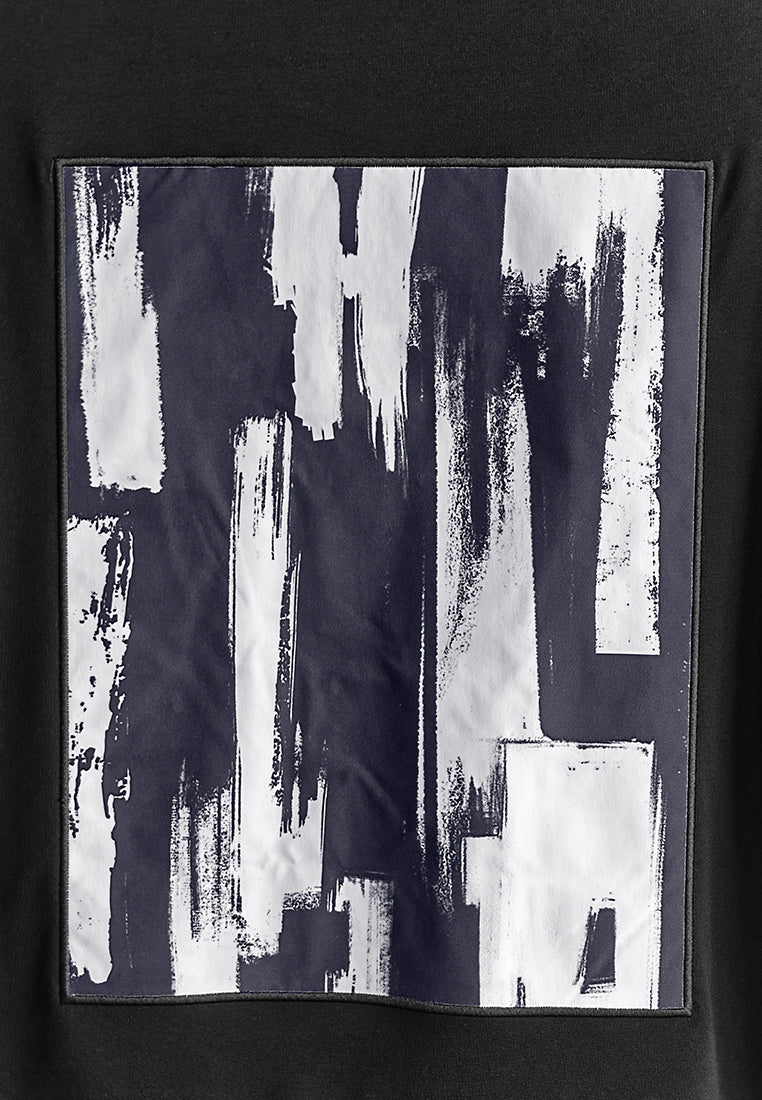 Men Oversized T-Shirt Short Sleeve - Black - 410174