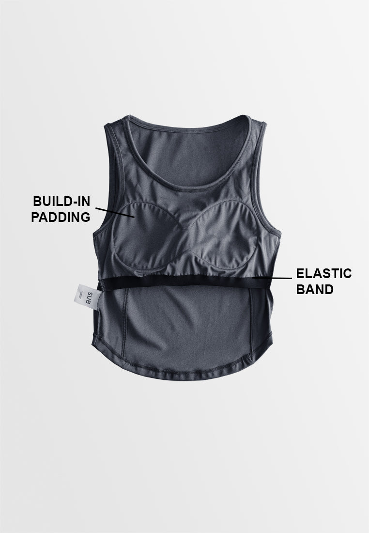 Women Sleeveless Integrated Bra Top - Blue - 610369