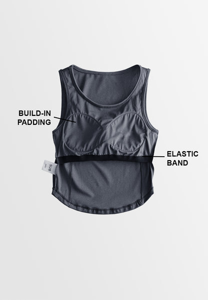 Women Sleeveless Integrated Bra Top - Blue - 610369