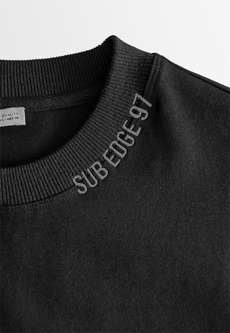 Men Oversized T-Shirt Short Sleeve - Black - 610360