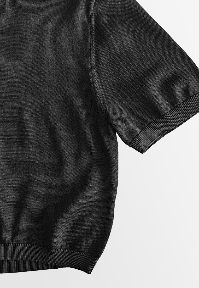 Women Short-Sleeve Knit Top - Black - 510042