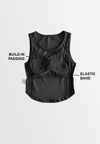 Women Sleeveless Integrated Bra Top - Black - 610370