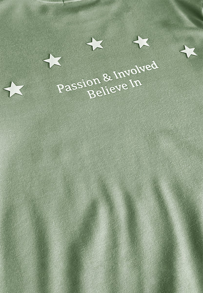 Men Oversized T-Shirt Short Sleeve - Army Green - 510162