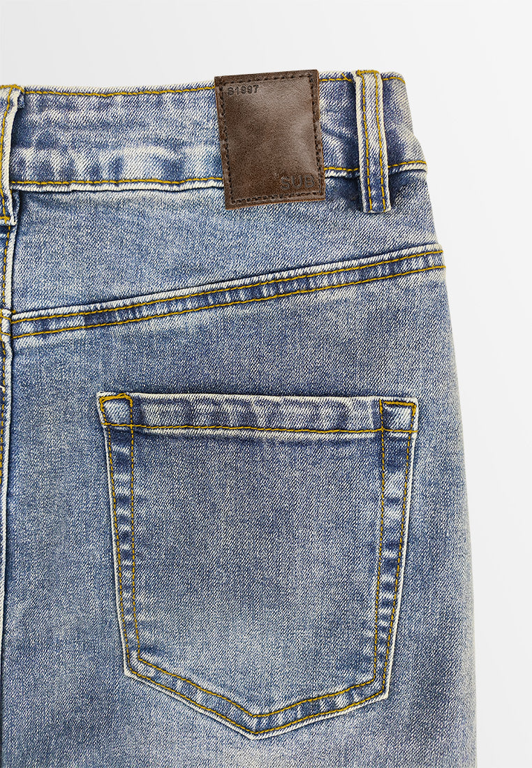 Women Midi Denim Skirt - Blue - 510185