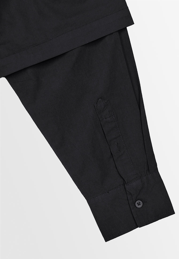 Men Oversized Long-Sleeve Shirt - Black - 410015