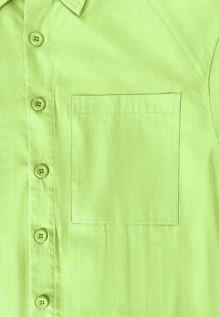 Men Oversized Short-Sleeve Shirt - Green - 410253
