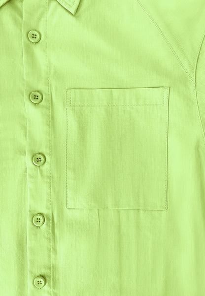 Men Oversized Short-Sleeve Shirt - Green - 410253