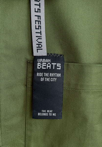 Men Oversized Short-Sleeve Shirt - Army Green - 510252