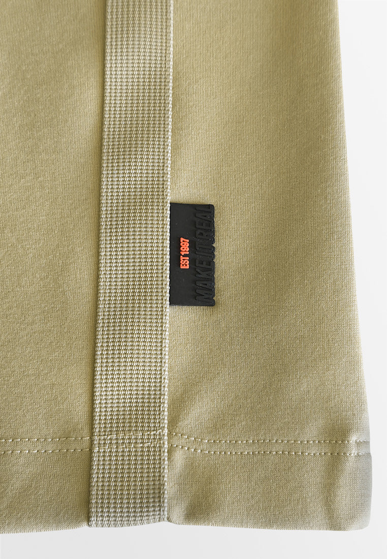 Men Oversized T-Shirt Short Sleeve - Khaki - 510227