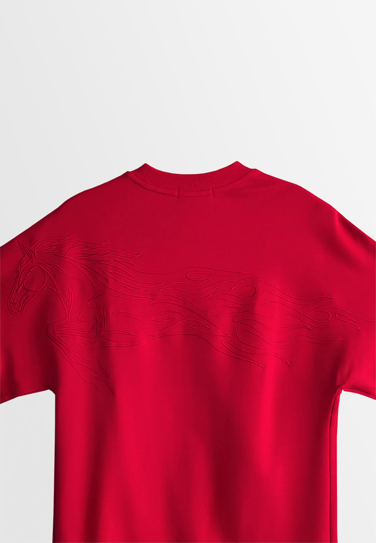 Men Oversized T-Shirt Short Sleeve - Red - 510362