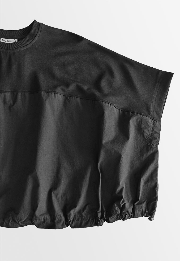 Women Sleeveless Oversized Fashion Tee - Black - 510151