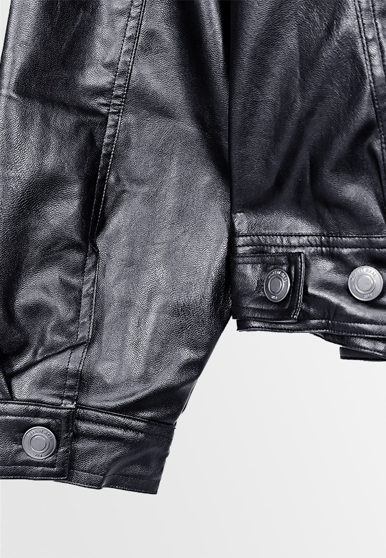 Men Leather Jacket - Black - M3M890