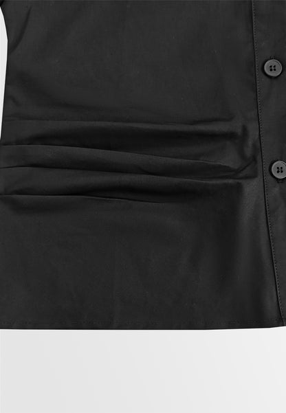 Women Short Sleeve Blouse - Black - 610445