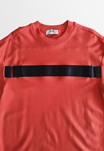 Men Oversized T-Shirt Short Sleeve - Orange - 410170