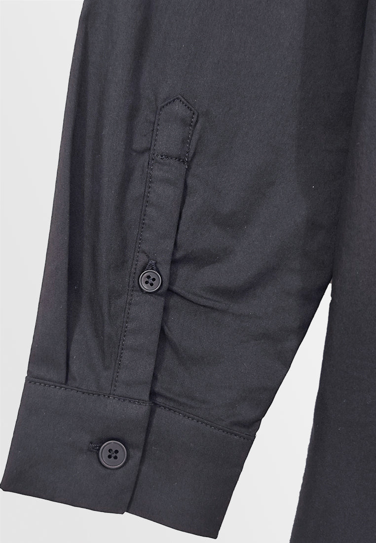 Men Oversized Long-Sleeve Shirt - Black - H2M646
