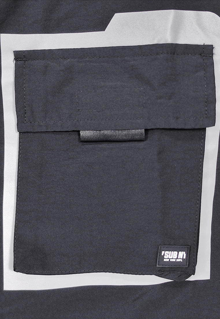 Men Oversized Short-Sleeve Shirt - Black - S3M745