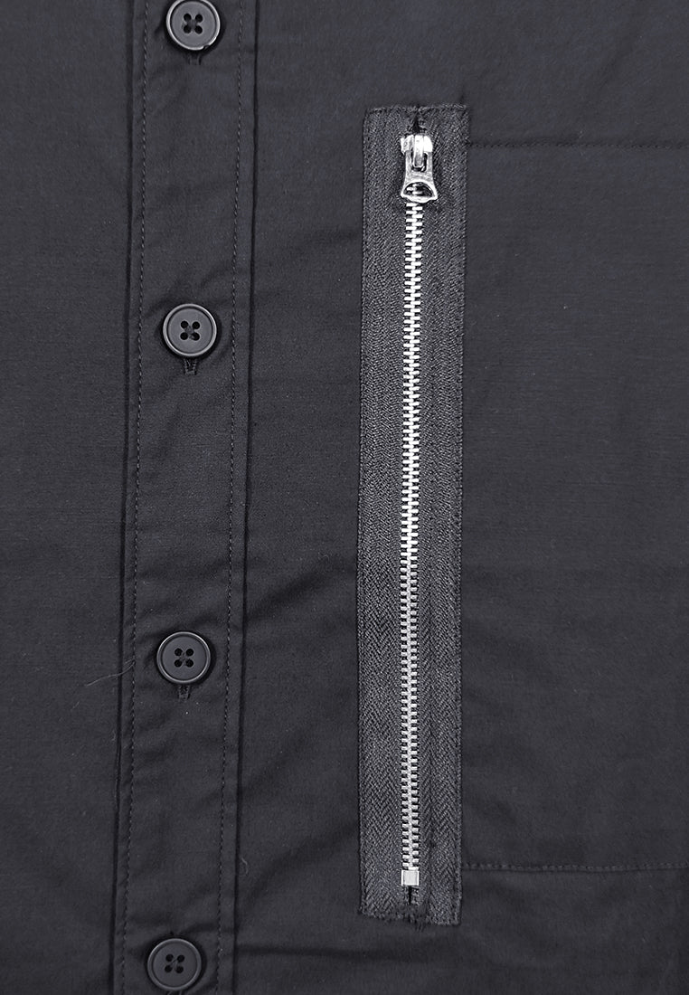 Men Oversized Long-Sleeve Shirt - Black - S3M747