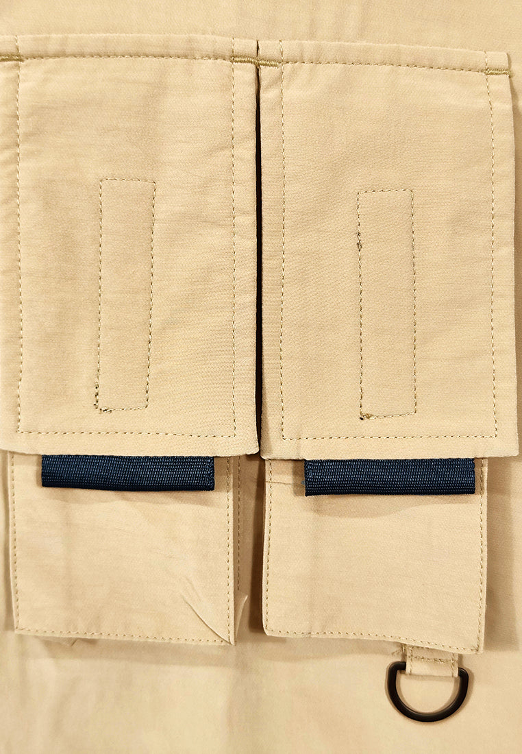 Men Oversized Short-Sleeve Shirt - Khaki - S3M746