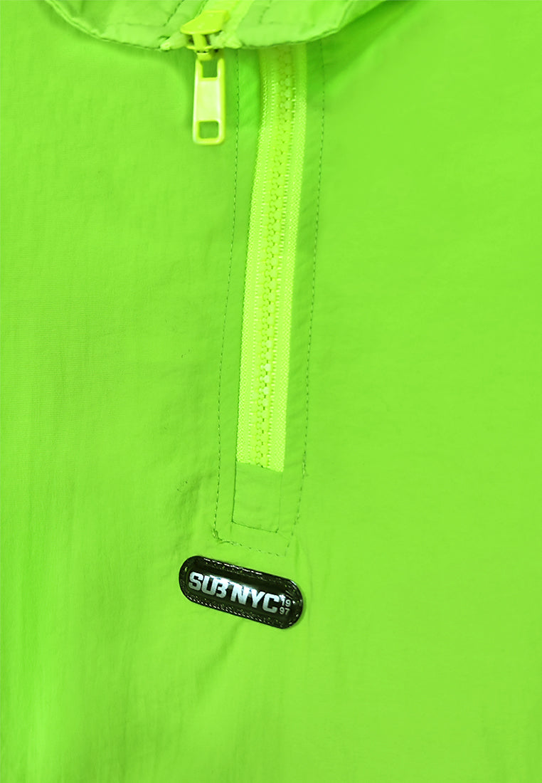 Men Nylon Bomber Jacket - Neon Green - H2M720