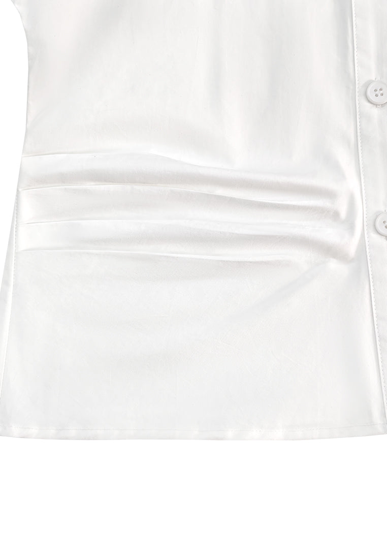 Women Short Sleeve Blouse - White - 610446