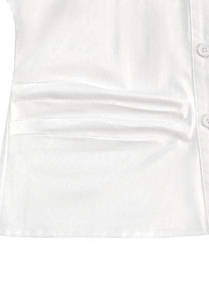 Women Short Sleeve Blouse - White - 610446